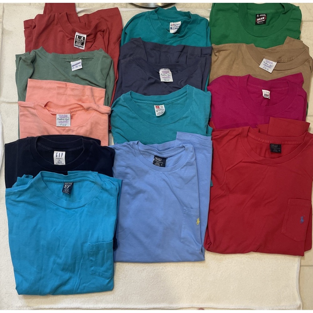 Vintage Blank T-Shirt Lot 13pc Single Stitch USA 80s 90s Mixed Sizes M-XL